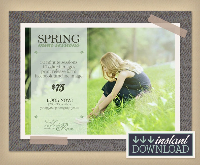 Spring Mini Sessions Photographer Minisession Marketing 5x7 Photoshop Template Photography Session INSTANT DOWNLOAD image 1