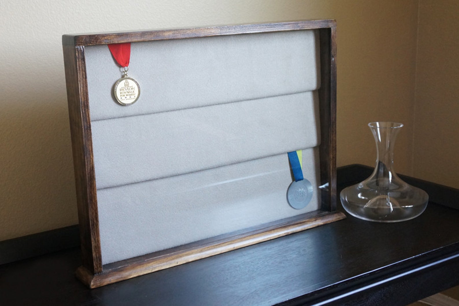 Large Wood Medal Case 3 Panels Color Options Available Etsy