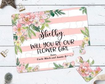 Blumenmädchen Vorschlag Puzzle, Coral Hochzeitsideen, wirst du werden meine, Blumenmädchen Geschenk Idee, Blumenmädchen, personalisierte Jigsaw Puzzle neue Fragen