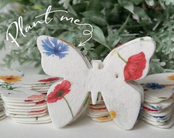 Seed Paper Butterfly - Set of 50 - 1.5"w x 1.25"h Plantable Favors for Guests in Bulk