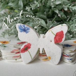 Vlinderzaadpapier - set van 50 - plantbare gunsten van 1,5 x 1,25 inch voor gasten in bulk