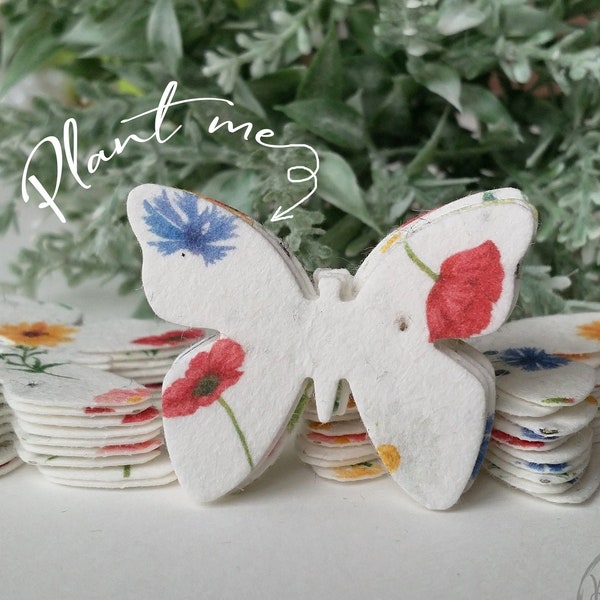 Papillon en papier graine - Lot de 50 - 1,5" l x 1,25" h Cadeaux à planter pour les invités en vrac