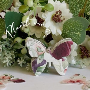 Bulk Seed Paper Butterflies With Burgundy and Pink Roses - Set of 50 - 1.5" x 1.25"