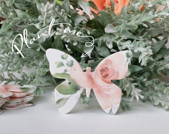 Bulk Seed Paper Butterflies With Roses - Set of 50 - 1.5" x 1.25"