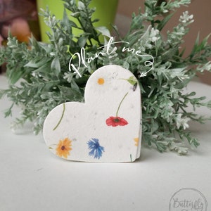 Wildblumen Samen Papier Herzen formen 1,9 "- 4,5" - Set von 30."
