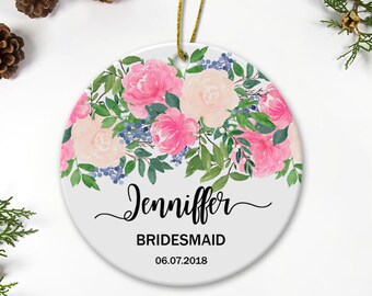 Will You Be My Bridesmaid Gift Personalized Watercolor Flowers Ceramic Ornament Be My Bridesmaid Wedding Gifts Wedding Shower Gift Ideas