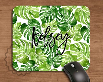 Custom Mousepad Tropical Monstera Leaves Mouse Pad Floral Office Desk Accessories Round Mouse Mat Floral Desk Pad Gifts for Coworker - 357