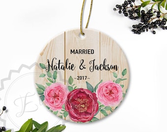 Rustic Custom Ornament Ceramic Ornament Housewarming Gift Personalized New Home Hostess Gifts  Newlyweds Gift for Couples Mr and Mrs