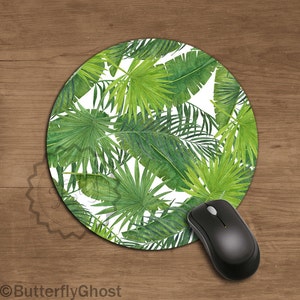 Coworker Gift Greenery Tropical leaves Mouse Pad Office Desk Accessories Banana Palm Leaf Art Print Mousepad Woman Gift Idea Artwork 358 image 1