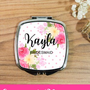 Bridesmaid Compact Mirror Personnalisé, Custom Name Compact, Purse Mirror, Pocket Mirror, Bridesmaid Gift, Flower Girl Gift, Wedding Favor