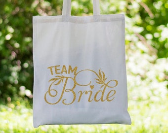 Team Bride Tote Bag Bachelorette Party Wedding Tote Bag Bridal Party Hen Party Gold Bridal Shower Bridesmaid Tote Bag Bridesmaid Gift Bag