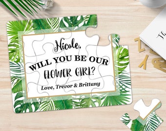 Flower Girl Gift, Will You Be My Flower Girl, Tropical Wedding, Flower Girl Proposal Puzzle invitations, Flower Girl Puzzle Proposal, Beach