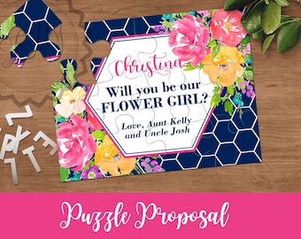 Personalised - Will You Be My Flower Girl? Puzzle Card, Flower Girl Puzzle Invitation Asking Bridesmaids Jigsaw Puzzle Proposal Wedding card