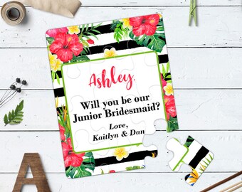 Will You Be My Bridesmaid Tropical Proposal Puzzle Personalised Bridesmaid Card Beach Tropical Wedding Ask Jr. Bridesmaid I can't say be my