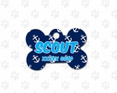 Cute Pet Tags nautical anchor monogram dog ID tag print on two-sided pets gift