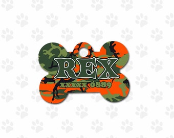 Camo dog tag, personalized camouflage custom monogram pet tag