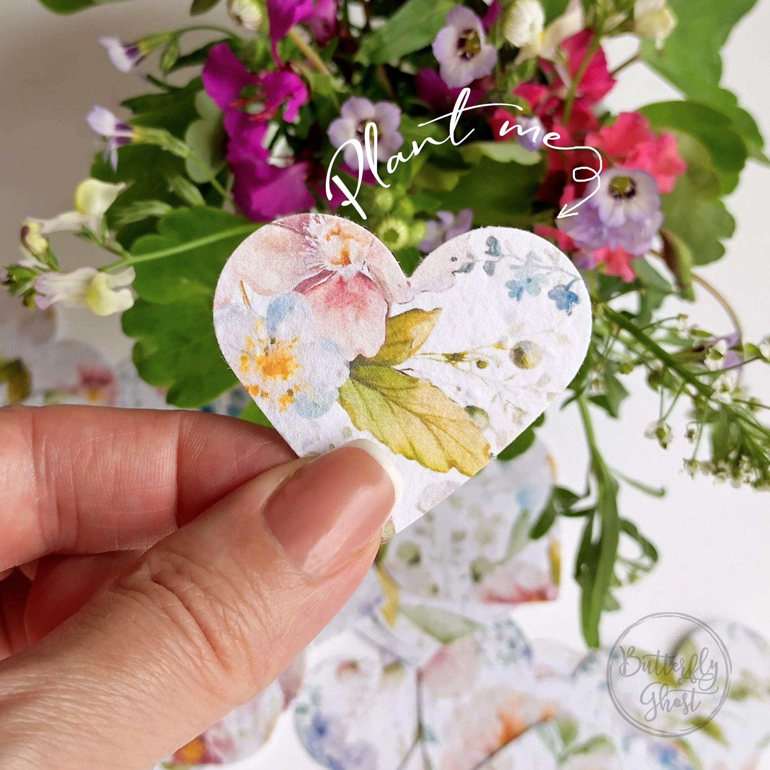 Pack of 30 Seed Paper Hearts Plantable Seed Paper Hear Wedding Favor Tag