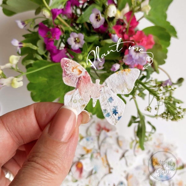 Papillon en papier graine - Lot de 50 - 1,5 x 1,25 po. Cadeaux à planter fleurs des champs pour les invités en vrac