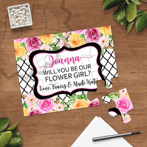 Flower Girl Puzzle, être mes filles de fleur idées de cadeau, personnalisé Puzzle carte d’Invitation, demandant Junior demoiselle d’honneur, vous serez mon, proposition