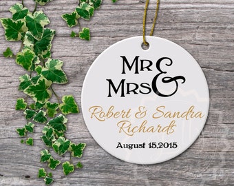 Mr. and Mrs. Our first married Christmas ornament, Christmas married wedding gift, newlywed ornament, just married ornament  - 063