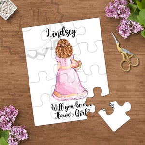 Blume Mädchen Puzzle Vorschlag personalisierte Blumen Mädchen Puzzle Karte Will You Be My Junior Brautjungfern Fragen Blumen Mädchen Hochzeit Einladung Fragen