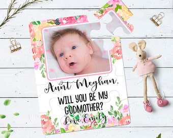 Godmother Proposal Puzzle Will You Be My Godmother Card Gift For Godparents Personalized Photo Jigsaw Puzzle Ask Godfather and God mother