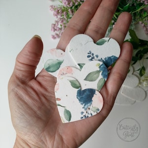 Juego de 30 - Corazones de papel con semillas de flores de acuarela, formas troqueladas de 1,9"- 1,65"