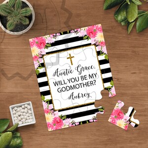 ¿Serás mi madrina, Tarjeta de rompecabezas de madrina, Cumpleaños de Dios, Sé mi padrino, Propuesta de madrina, Bautismo, Tarjeta de bautizo, Invitación