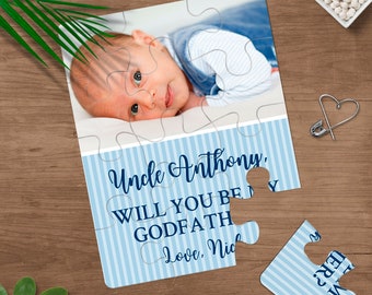 Photo puzzle baby boy announcement, New Parents, New Baby, Baby coming Custom Date, photo family gift, jigsaw puzzle gift