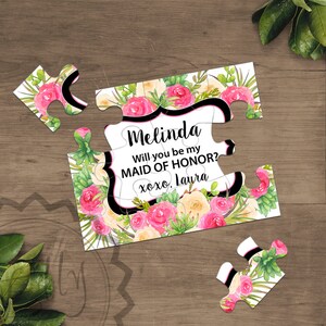 Veux-tu être Ma demoiselle d’honneur puzzle puzzle demander demoiselle d’honneur, demander fille fleur fleuriste puzzle invitation carte personnalisée Adorable Puzzle