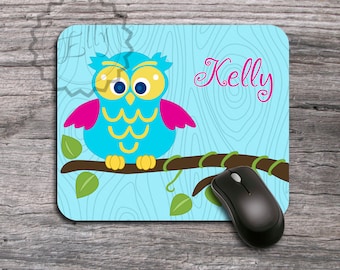 Mouse Pad Cute Little Owl on a sprig, customized mousepad, monogram gift idea for your kid - 20