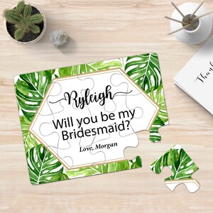 Floral Brautjungferneinladung, wird, dass Sie meine Brautjungfer Karte, tropische Blätter Design, Blumen Hochzeit laden grün Hochzeiten, werden jetzt noch echte
