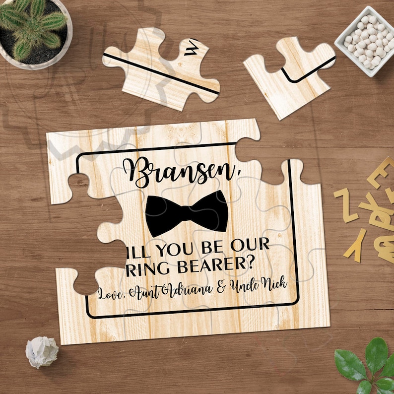 Rustic Will You Be Our Ring Bearer Puzzle Proposal Card Gift Ask Page Boy Card Bow Tie Ring Security Agent Proposal Ringbearer Be Ring Boy image 2