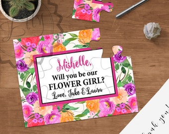 Will you be my flower girl puzzle, Asking flower girl ask to be flower girls, be my junior bridesmaid proposal, asking gifts jr. bridesmaid