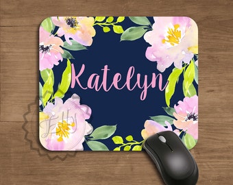 Personalized Mouse Pad Watercolor Floral Mousepad Mouse Mat Wreath Office Desk Accessories Custom Round Computer Mouse Pad Custom gift - 350