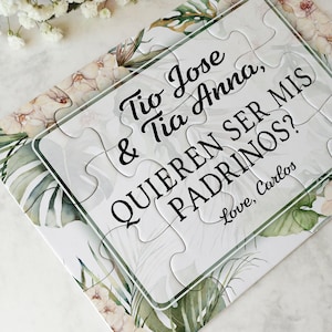 Quieren ser mis Padrinos? Spanish Godparents Puzzle Proposal - Will You Be My Godparents Invitation Godmother and Godfather invite - 153