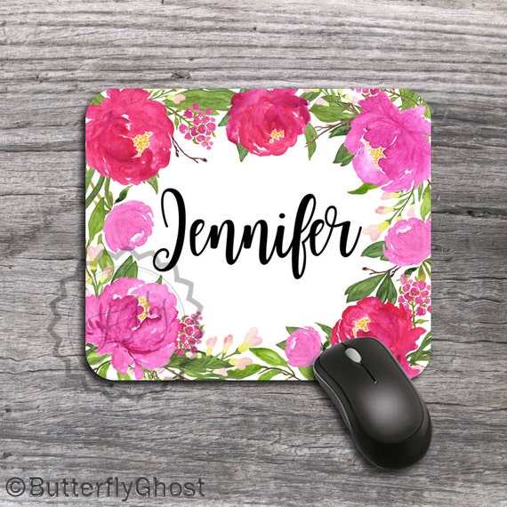 Personalized Mouse Pad Name Coworker Gift Mousepad Floral Etsy