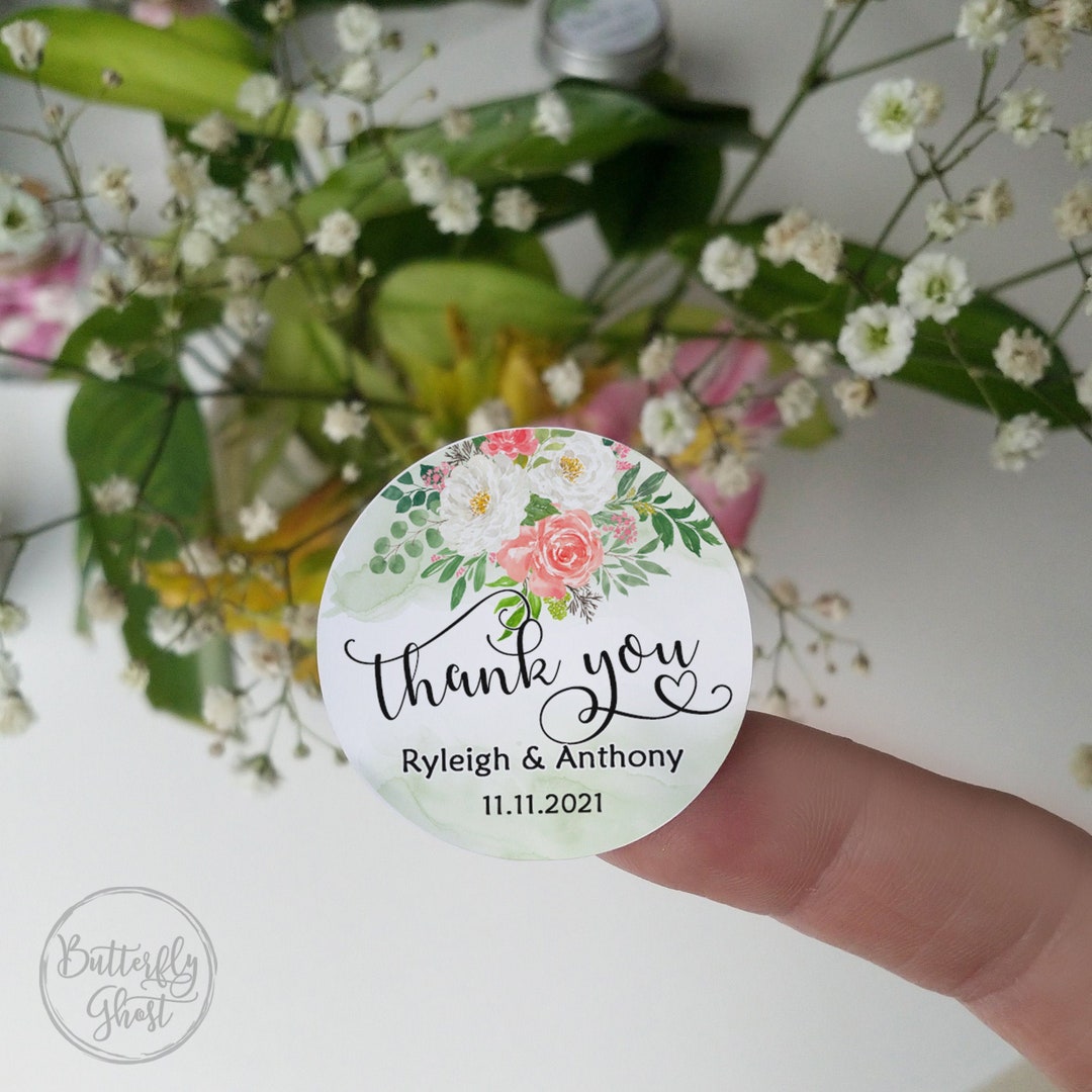 Thank You Wedding Stickers Personalised With Names and Date - Etsy