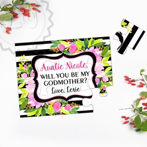 Werden Sie meine Patentante Puzzle anfordern Karte, Geschenk Taufe, Taufe Geschenk für Patin, Fragen, Paten, Custom Puzzle Einladung