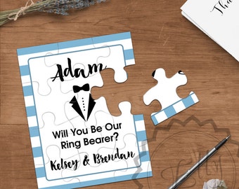 Puzzle Cards to my Ringbearer on my Wedding Day, Best Man Gift, Groomsmen Invitation, Wedding Party, Gift, Bridal Party, Gift Notes Proposal