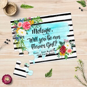 Jolie demoiselle proposition Puzzle, demander de fille de fleur Aqua bleu mariage, veux-tu être mon cadeau de fille de fleur proposition carte personnalisé fille de fleur