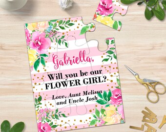 Pink Will You Be Our Flower Girl Asking Flower Girl Card Flower Girl Proposal Personalized Puzzle Proposal Ask Flower Girl Gift Card Invite