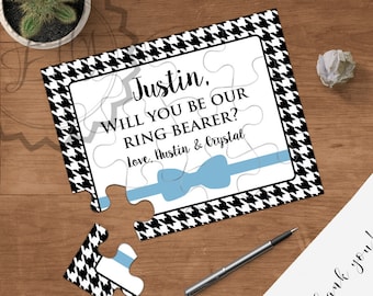 Will You Be Our Ring Bearer, Will You Be My Jr. Groomsmen, Bow Tie Puzzle Ivitation, Personalized Ring Bearer Proposal, Ask Ring Bearer, NEW