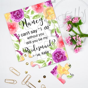 Will You Be My Bridesmaid jigsaw puzzle, Bridesmaid proposal Ask Bridesmaid, Bridesmaid Wedding Floral Puzzle, Bachelorette Party Team Bride