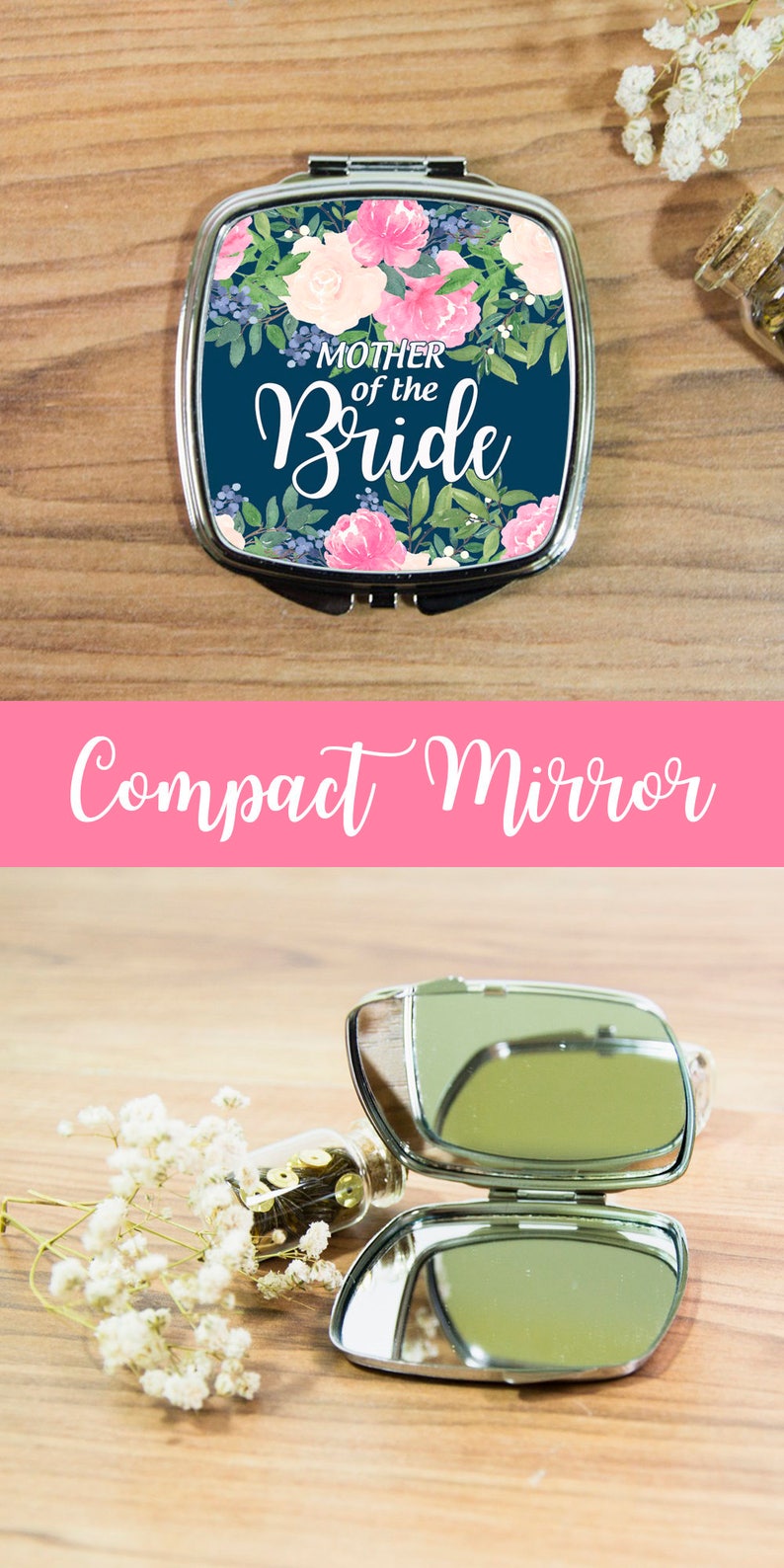 Wedding Compact Mirror Floral Pocket Mirror Mother of the Etsy