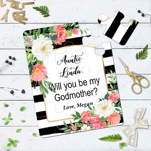 ¿Serás mi madrina Puzzle Propuesta personalizada tarjeta de madrina pidiendo a la madrina bautismo tarjeta de bautizo para tía pedir regalo de la madrina