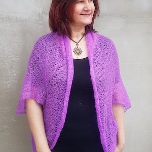 Lilac Mohair Bolero, Lace Bolero, Mohair Sweater, Knitted Bolero, Wedding Bolero, Knitted Shrug, Bolero Top