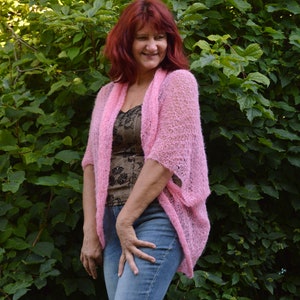 Pink Mohair Bolero, Lace Bolero, Mohair Sweater, Knitted Bolero, Wedding Bolero, Knitted Shrug, Bolero Top