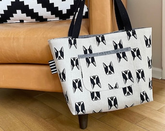 Canvas Tote Bag, Modern Dog Print