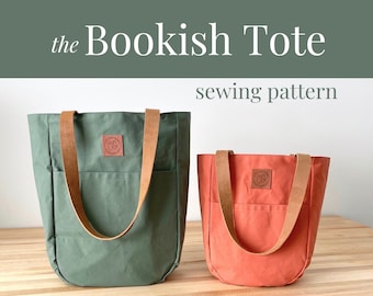 The Bookish Tote, PDF Sewing Pattern, Tote Bag Sewing Pattern, 2 sizes, Waxed Canvas